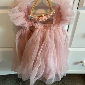 Pink Tulle Dress with Floral Accents